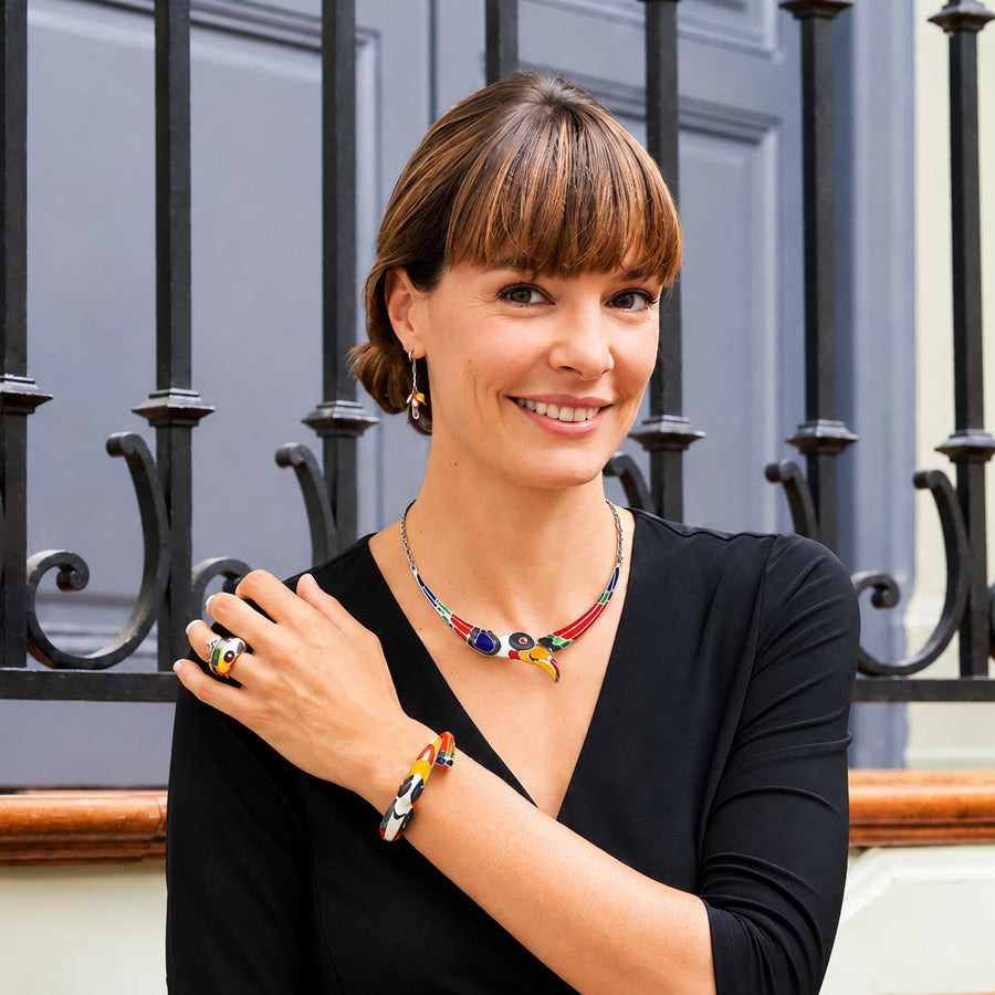 PARURE TOUCAN - BIJOUX EN ARGENT 925 COLORÉS