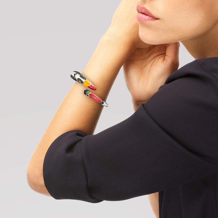 Bracelet femme original argent massif 925 Toucan coloré