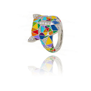 Grosse bague tête de panthère argent massif