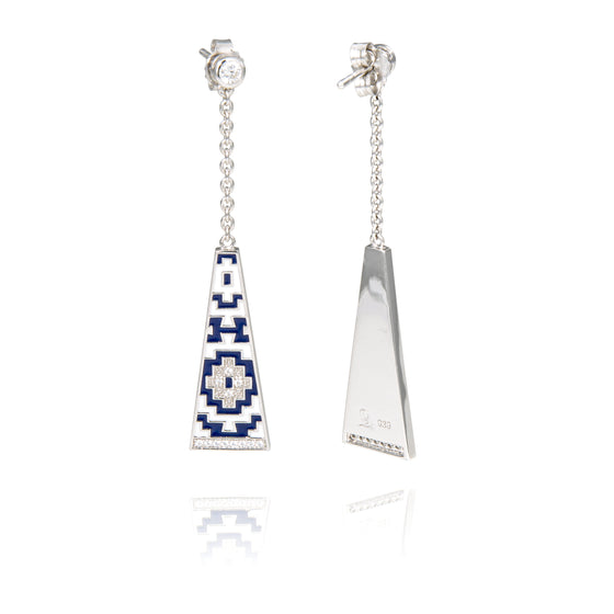 boucles d'oreilles aztèque argent massif