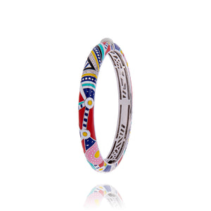 Jonc argent coloré motif africain