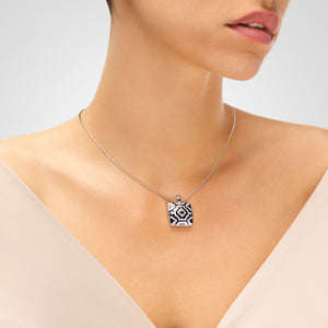 pendentif bleu et blanc en argent massif