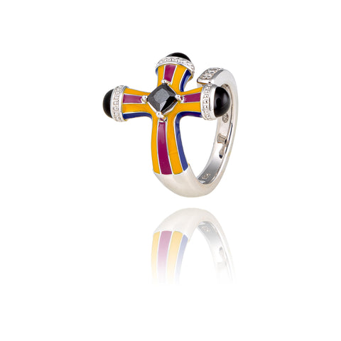 Grosse bague croix en argent pour femme