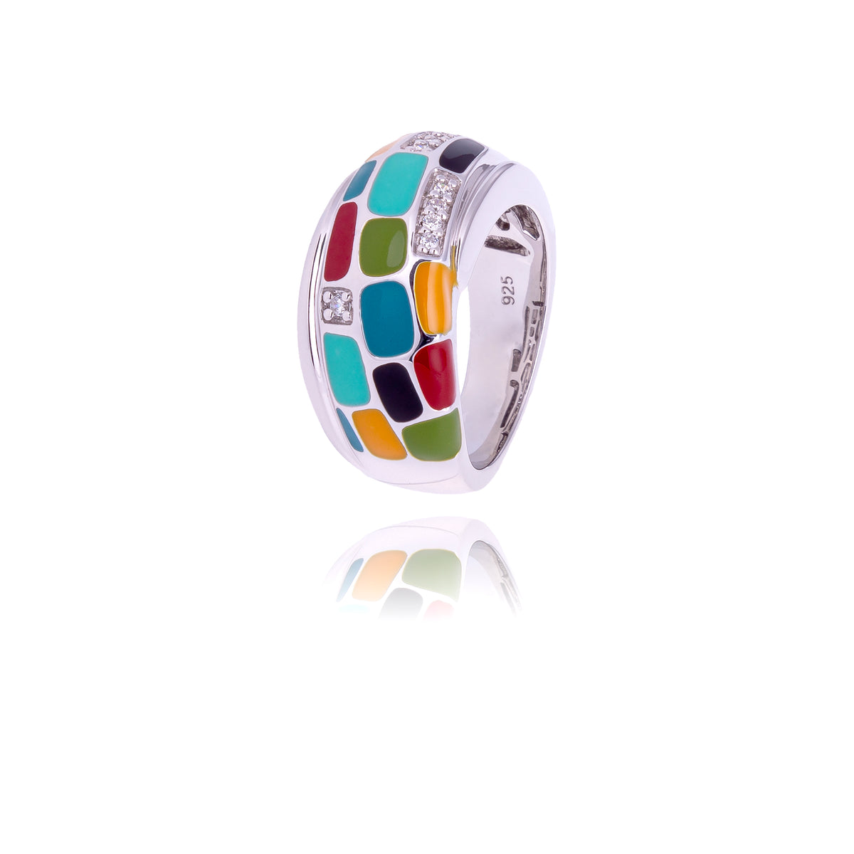 bague femme en argent mosaique