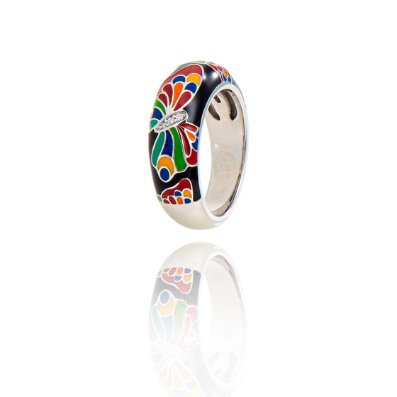 bague noire papillon