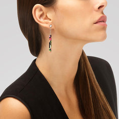 Boucles d'oreilles  hautes et colorées en argent