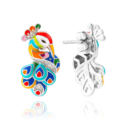 boucles d'oreilles en argent oiseau paon
