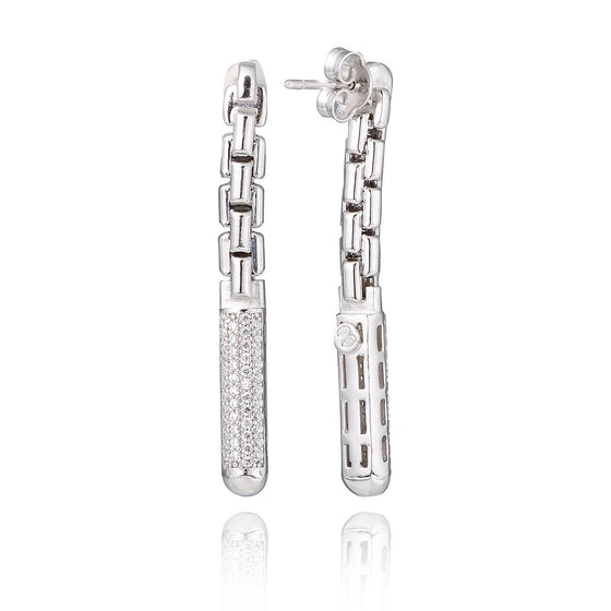 Boucles d'oreilles de luxe en argent et oxydes de zirconium