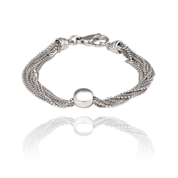 Bracelet maille boule en argent 925 rhodié