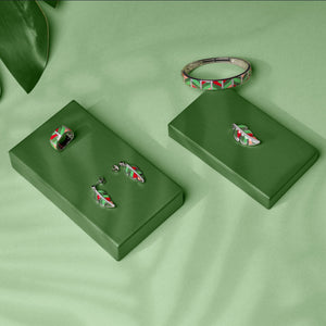 bracelet vert en argent massif