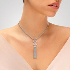 collier sautoir en argent massif et pampilles