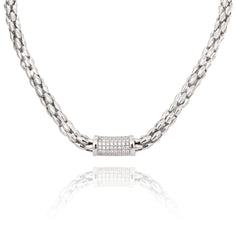 Collier grosse maille argent cartouche oxydes