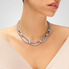 Gros collier en argent massif et oxydes de zirconium
