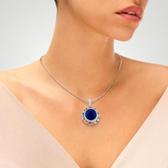 pendentif argent coloré avec cabochon bleu