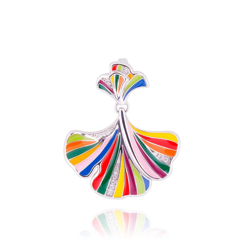 collier ginkgo serti de pierres fines