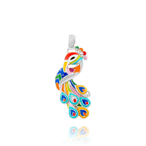 pendentif oiseau paon en argent