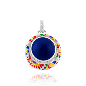 pendentif argent coloré avec cabochon bleu