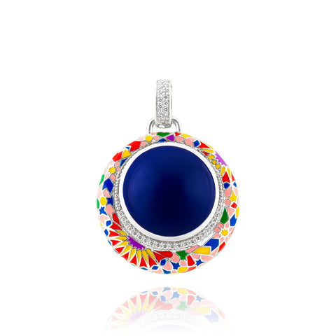 pendentif argent coloré avec cabochon bleu