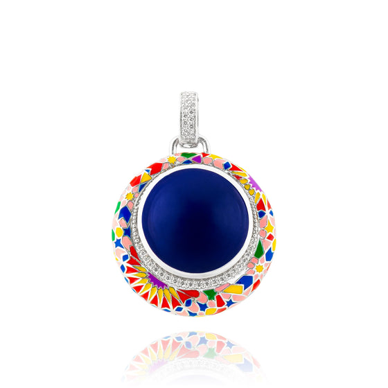 pendentif argent coloré avec cabochon bleu