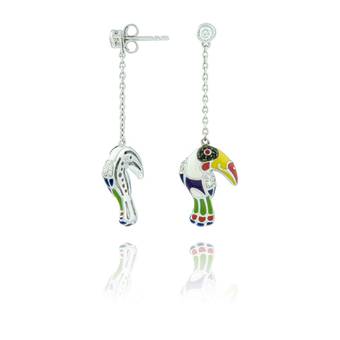 Boucles oreilles toucan Una Storia bijoux argent