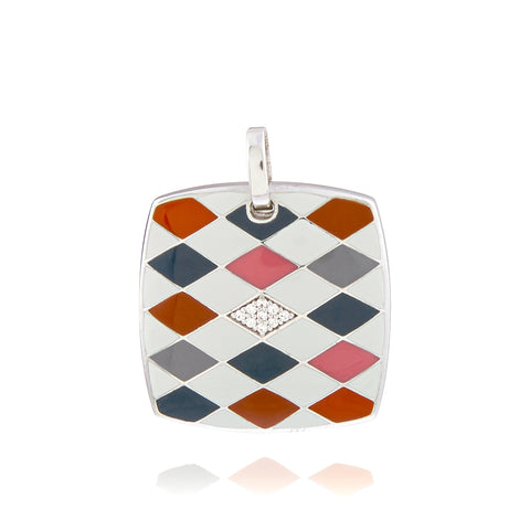 bijoux argent losange coloré et argent