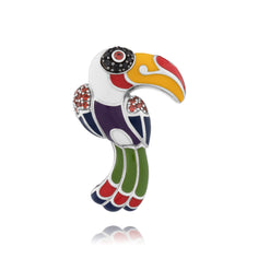 Broche toucan argent colore pour femmes