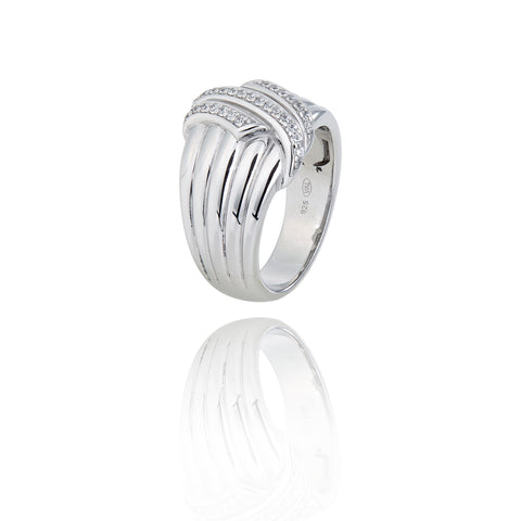 Bague large pour femme en argent rhodié