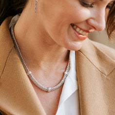 collier en argent massif et oxydes de zirconium
