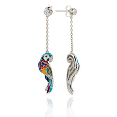 Boucle d'oreille oiseau pendante en argent