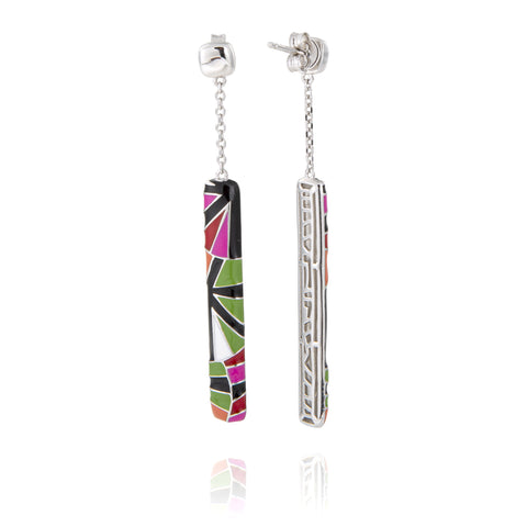 Boucles d'oreilles  hautes et colorées en argent