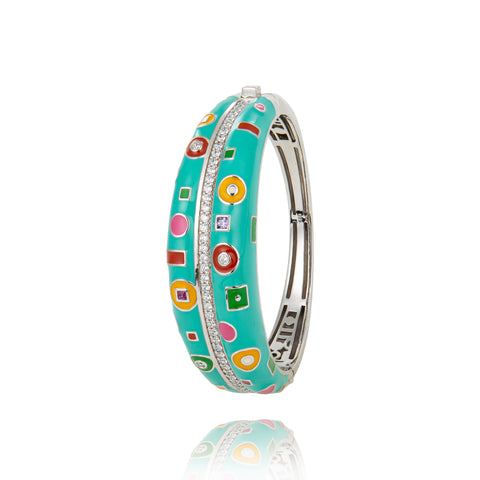 Bracelet jonc turquoise avec pierres en argent Una Storia