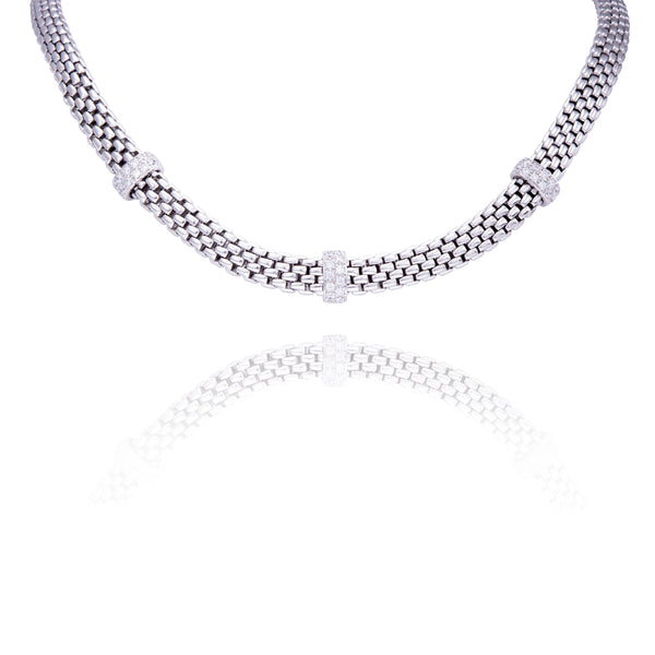 collier en argent massif et oxydes de zirconium