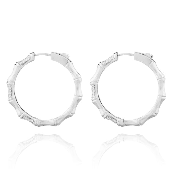 Bambou silver hoop earrings