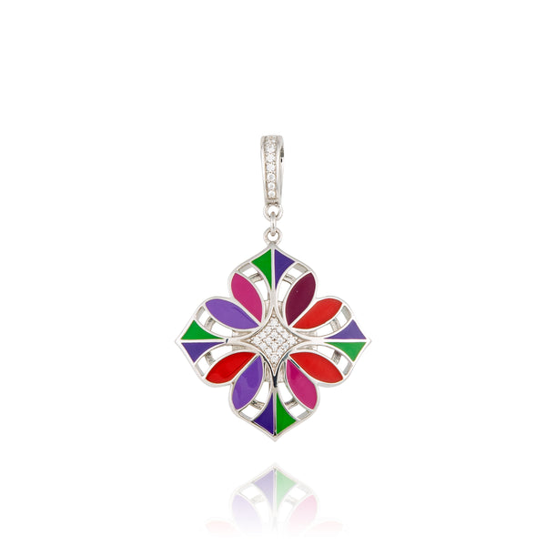 pendentif fleur de lys coloré argent 925