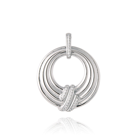 pendentif argent rond argent et oxydes zirconiums