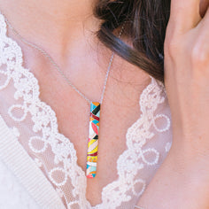 Collier en argent barrette multicolore pour femmes