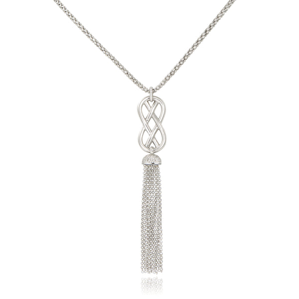 collier sautoir en argent massif et pampilles